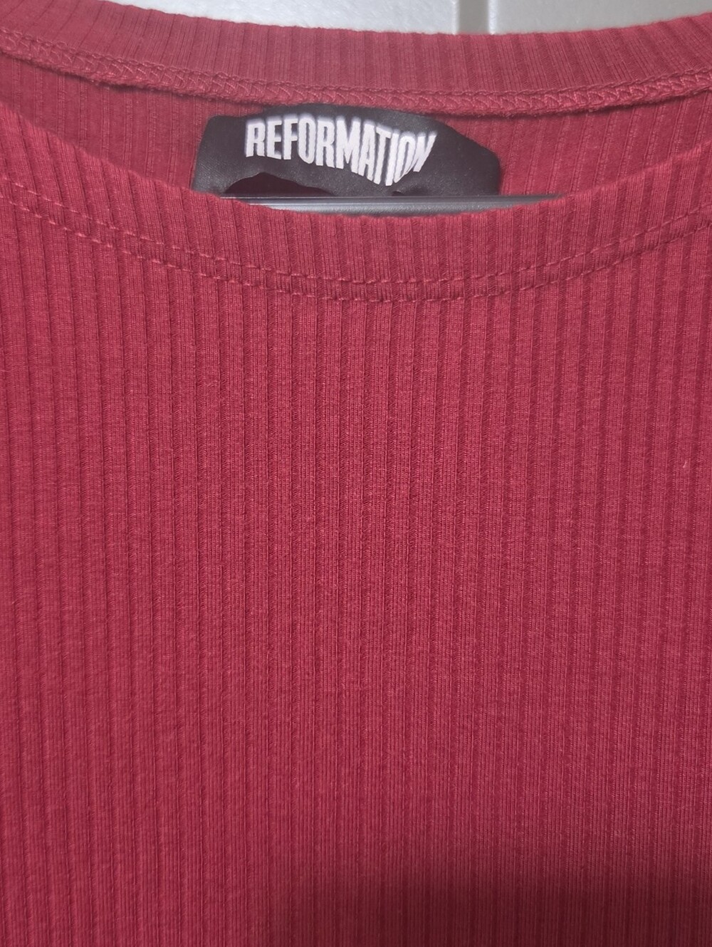 Reformation Ribbed Knit Long Sleeve Dress Raspberry Red Size L - Picture 8 of 8